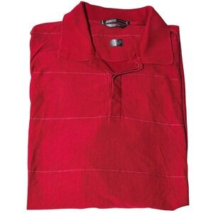 Nike Tiger Woods Polo Shirt XL Red Double Mercerized Cotton Striped Golf Mens